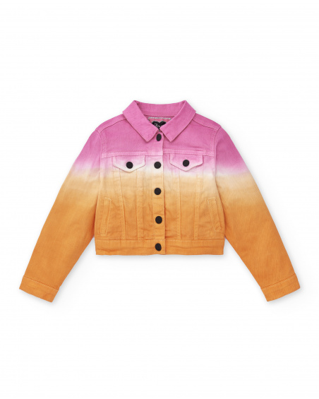 Jaqueta jeans rosa laranja para meninas Coleção Sunday Brunch