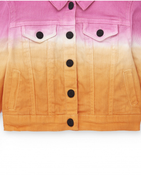 Jaqueta jeans rosa laranja para meninas Coleção Sunday Brunch