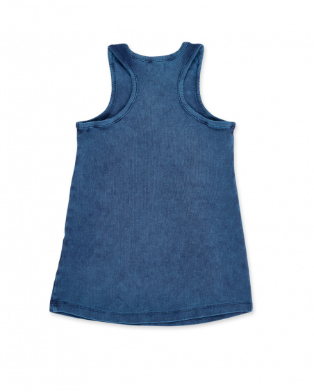 Vestido de menina em malha azul marinho Coleção California Chill
