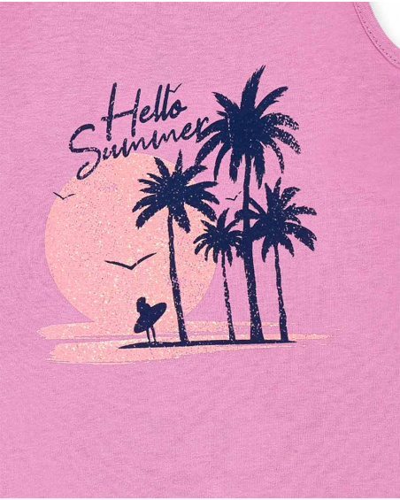 Vestido de malha rosa de menina Coleção California Chill