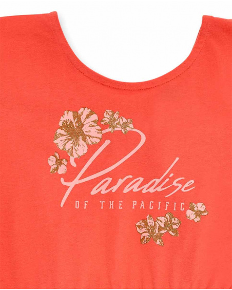 Vestido de malha laranja de menina Coleção Island Life