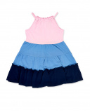 Vestido de malha azul rosa de menina Coleção Carnet De Voyage