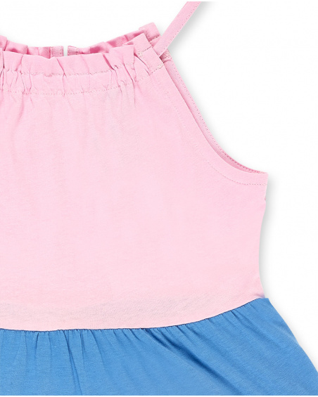 Vestido de malha azul rosa de menina Coleção Carnet De Voyage