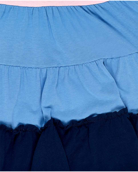 Vestido de malha azul rosa de menina Coleção Carnet De Voyage