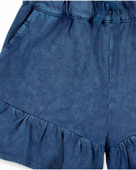 Shorts de malha azul marinho para menina Coleção California