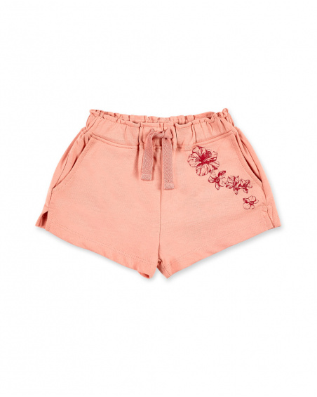 Shorts de malha rosa de menina Coleção Island Life
