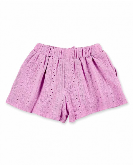 Shorts de malha rosa de menina Coleção Carnet De Voyage