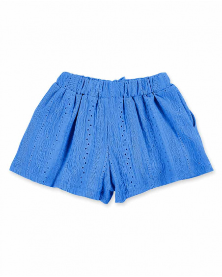 Shorts de malha azul de menina Coleção Carnet De Voyage