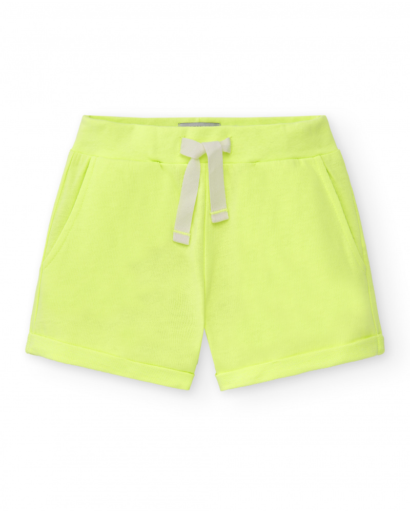 Calções de menina em malha verde lima Coleção Basics Girl