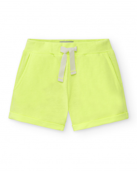 Calções de menina em malha verde lima Coleção Basics Girl