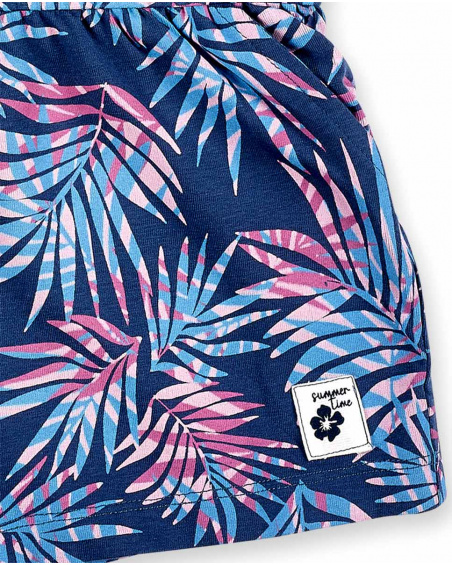 Macacão de menina em malha azul marinho Coleção California Chill