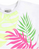 T-shirt branca de menina em malha Coleção Neon Jungle