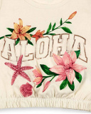 T-shirt de malha bege de menina Coleção Island Life