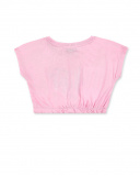 T-shirt de malha rosa de menina Coleção Carnet De Voyage