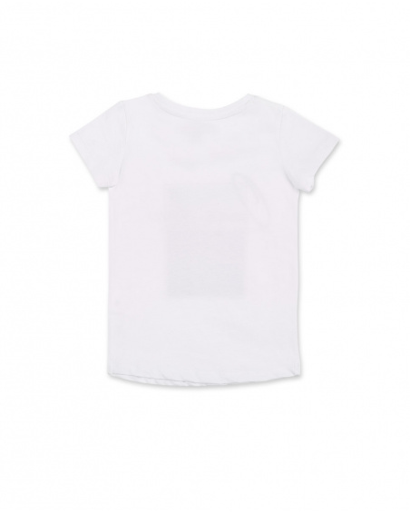 T-shirt branca de menina em malha Coleção Carnet De Voyage