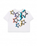 T-shirt branca de menina em malha Coleção Summer Vibes