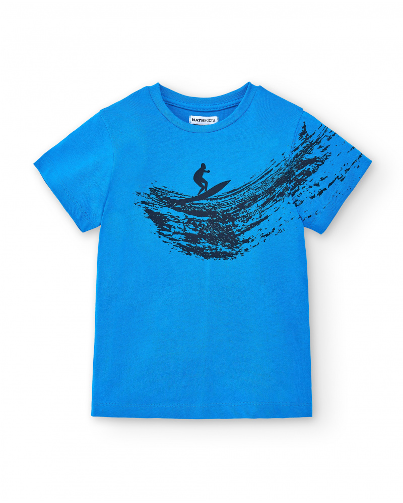 T-shirt de manga curta para menino na coleção azul Tenerife Surf
