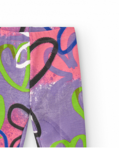 Leggings estampadas com corações e flores para meninas coleção