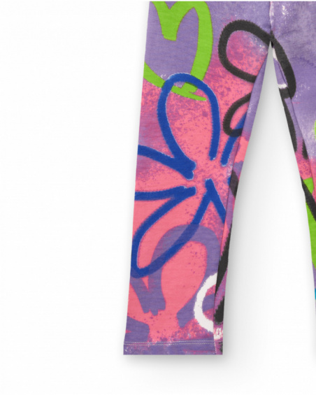 Leggings estampadas com corações e flores para meninas coleção