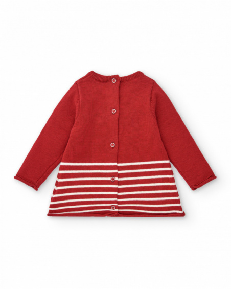 Vestido de menina vermelho com aplicação de guaxinim coleção
