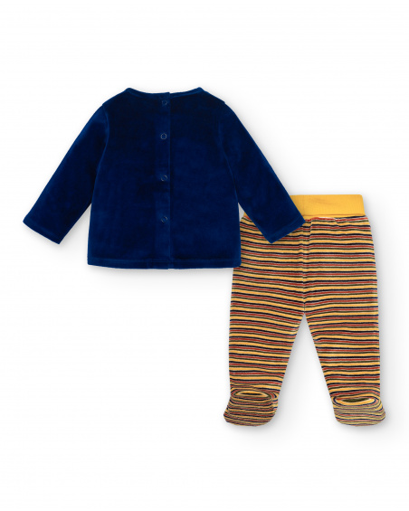 Conjunto de duas peças para menino em azul e amarelo com