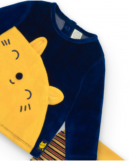 Conjunto de duas peças para menino em azul e amarelo com