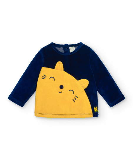 Conjunto de duas peças para menino em azul e amarelo com