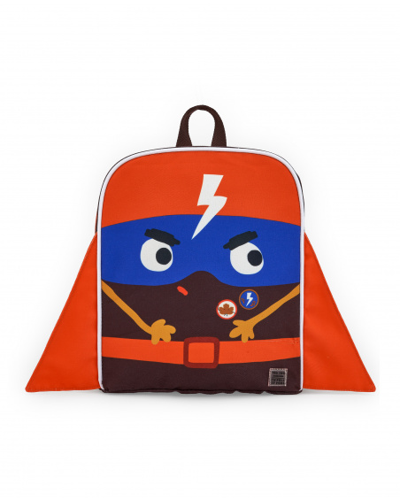 Mochila infantil para meninos na cor laranja com estampa de