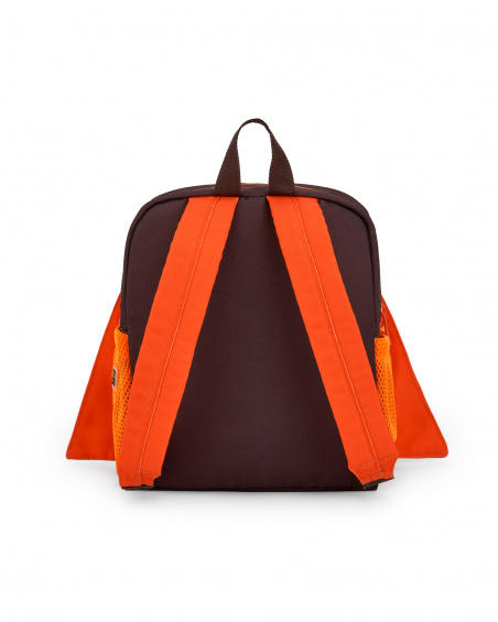 Mochila infantil para meninos na cor laranja com estampa de