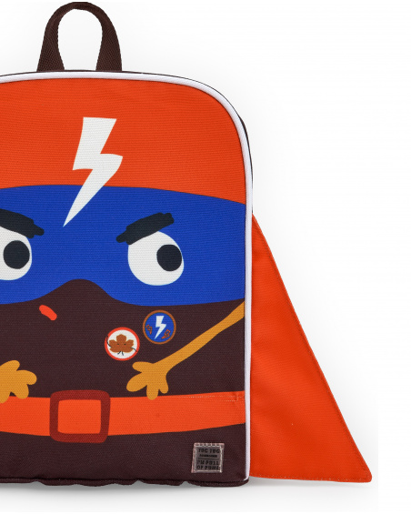 Mochila infantil para meninos na cor laranja com estampa de