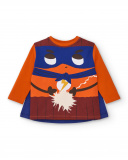Camiseta de manga comprida para menino na cor laranja com Camiseta de manga comprida para menino na cor laranja com