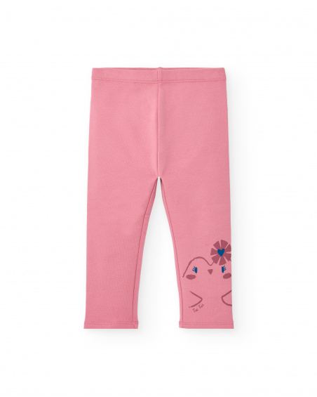 Leggings rosa com estampa de pássaros para meninas da coleção