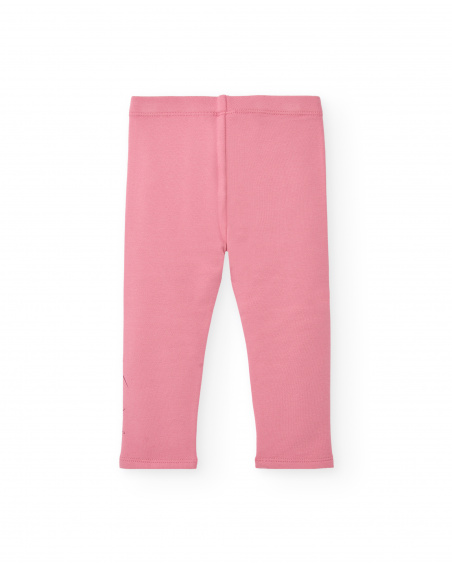 Leggings rosa com estampa de pássaros para meninas da coleção