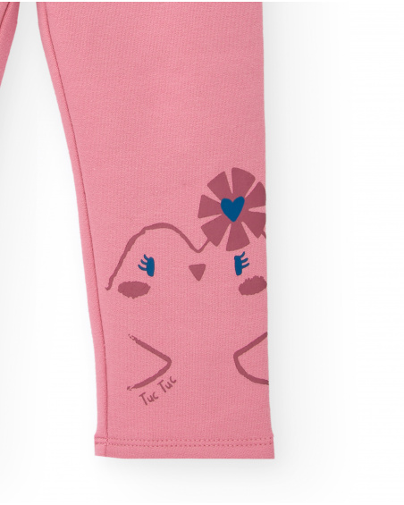 Leggings rosa com estampa de pássaros para meninas da coleção