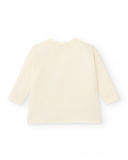 Camiseta creme de manga comprida com estampa de montanha e Camiseta creme de manga comprida com estampa de montanha e