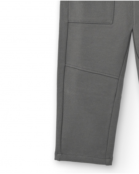 Calça masculina cinza com detalhe de bolso coleção Cyber Dino