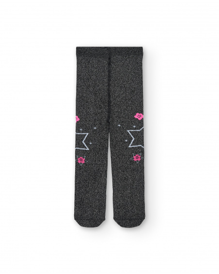Pack de 2 collants de malha para menina na cor preta com