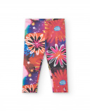 Leggings de pelúcia para meninas em rosa com estampa floral Leggings de pelúcia para meninas em rosa com estampa floral