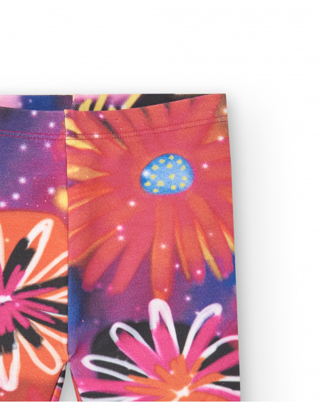 Leggings de pelúcia para meninas em rosa com estampa floral
