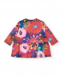 Vestido de pelúcia para meninas em fúcsia com estampa floral Vestido de pelúcia para meninas em fúcsia com estampa floral
