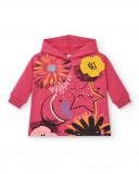 Moletom com capuz para meninas em fúcsia com desenho de Moletom com capuz para meninas em fúcsia com desenho de