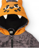 Casaco impermeável cinzento para menino com capuz de tigre Casaco impermeável cinzento para menino com capuz de tigre