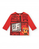 Camiseta masculina vermelha com design de estilo cômico Coleção Camiseta masculina vermelha com design de estilo cômico Coleção