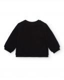 Moletom de pelúcia preto de menina com estampa de coração Moletom de pelúcia preto de menina com estampa de coração