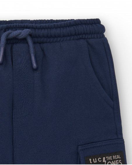 Calça jogger masculina azul marinho com bolsos cargo coleção