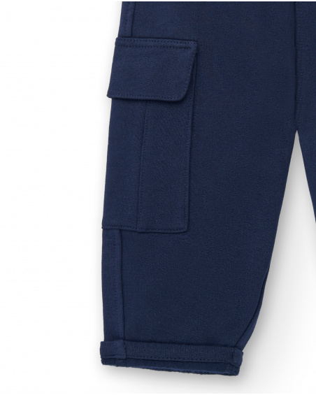 Calça jogger masculina azul marinho com bolsos cargo coleção