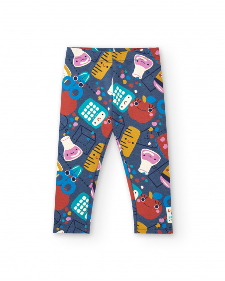 Leggings de menina azuis com estampa colorida e divertida Leggings de menina azuis com estampa colorida e divertida