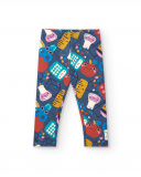 Leggings de menina azuis com estampa colorida e divertida Leggings de menina azuis com estampa colorida e divertida