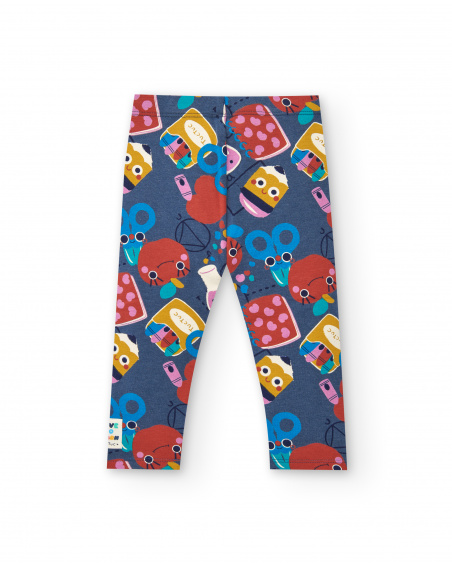 Leggings de menina azuis com estampa colorida e divertida Leggings de menina azuis com estampa colorida e divertida