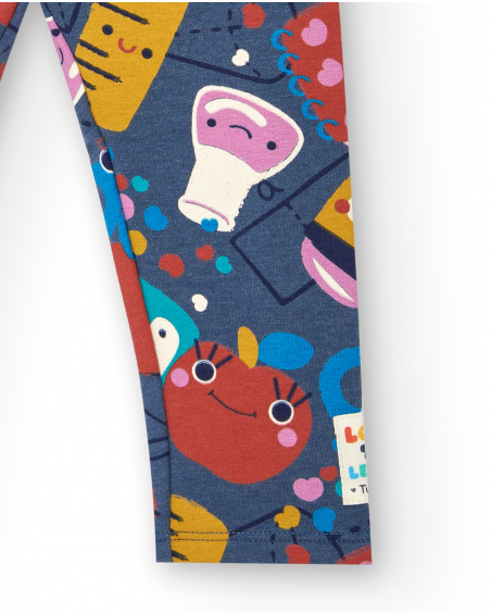 Leggings de menina azuis com estampa colorida e divertida Leggings de menina azuis com estampa colorida e divertida